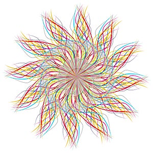 3D rendering of colorful lines making a form of a flower