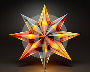 3d rendering of a colorful origami star on a black background