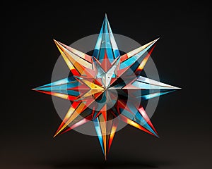 3d rendering of a colorful star on a black background