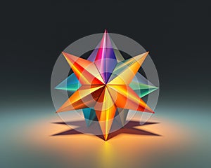 3d rendering of a colorful star on a dark background