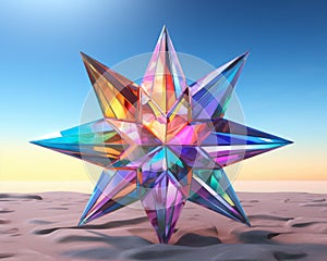 3d rendering of a colorful star in the desert