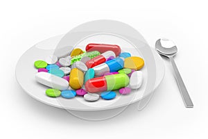 3d rendering - colorful tablets, pills, capsules - medicament