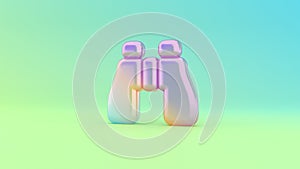 3d rendering colorful vibrant symbol of binoculars on colored background