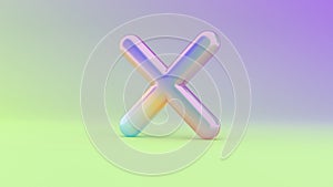 3d rendering colorful vibrant symbol of cancel on colored background