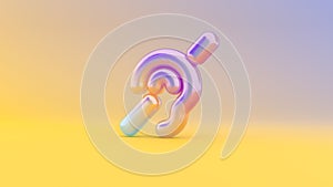 3d rendering colorful vibrant symbol of deaf on colored background