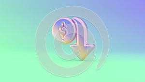 3d rendering colorful vibrant symbol of devaluation on colored background