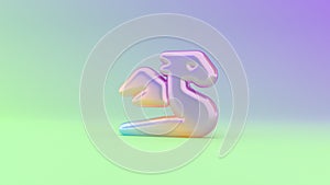 3d rendering colorful vibrant symbol of dragon on colored background