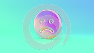 3d rendering colorful vibrant symbol of frown on colored background