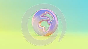 3d rendering colorful vibrant symbol of globe Africa on colored background