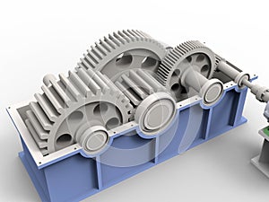 3D rendering - components of a gear reducer