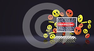 The 3d rendering  computer and emotion  for  cyber bullying content