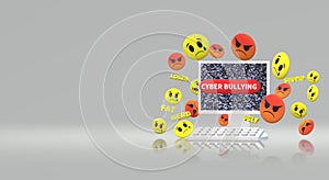 The 3d rendering  computer and emotion  for  cyber bullying content