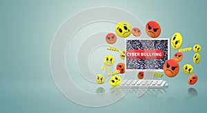 The 3d rendering  computer and emotion  for  cyber bullying content