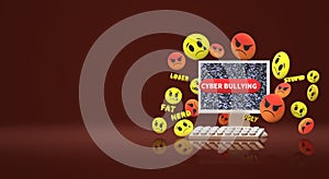 The 3d rendering  computer and emotion  for  cyber bullying content