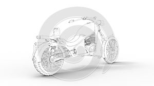 3d rendering of a concept cruising motorcycle isolated in white studio