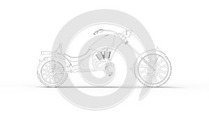 3d rendering of a concept cruising motorcycle isolated in white studio
