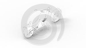 3d rendering of a concept cruising motorcycle isolated in white studio