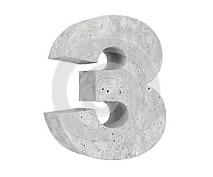 3D rendering concrete number 3 three. 3D render Illustration