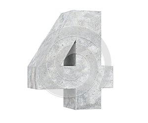 3D rendering concrete number 4 four. 3D render Illustration