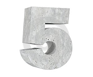 3D rendering concrete number 5 five. 3D render Illustration