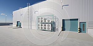 3d rendering of condenser unit for heat and cool.