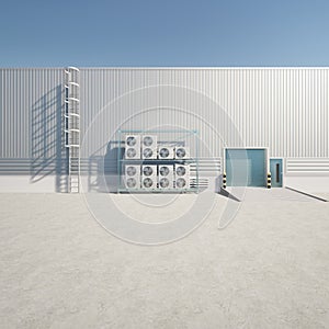 3d rendering of condenser unit for hvac system