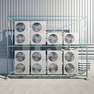 3d rendering of condenser unit for hvac system