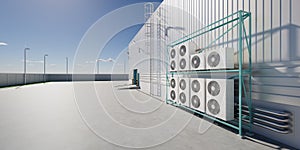 3d rendering of condenser unit for hvac system