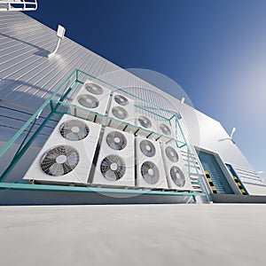 3d rendering of condenser unit for hvac system