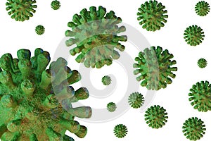 3D Rendering of contagious HIV AIDS, Flur or Coronavirus