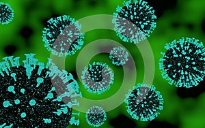 3d rendering of coronavirus cells floating