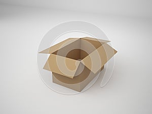 3D Rendering corrugated box on white background, illust