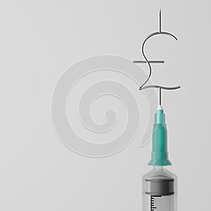3D rendering Covid-19 vaccine syringe with Currency symbol Pound Sterling, Revive economy Vaccination Campaign for Herd immunity