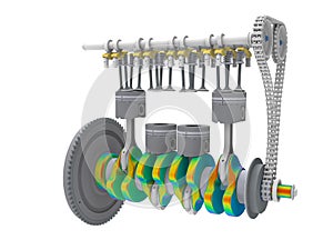 3D rendering - crank shaft finite element analysis