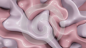 3d Rendering. Cream nude organic smooth beige color plastic, abstract wave background