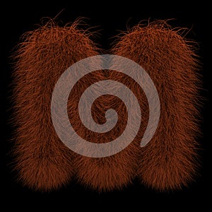 3D Rendering Creative Illustration Ginger Orangutan Furry Letter M