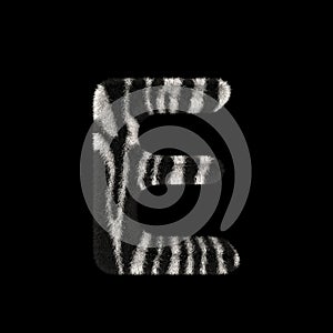 3D Rendering Creative Illustration Zebra Print Furry Letter E