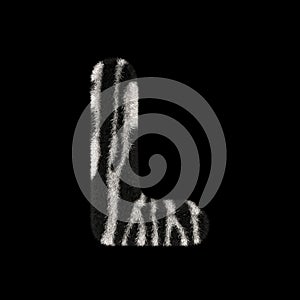 3D Rendering Creative Illustration Zebra Print Furry Letter L