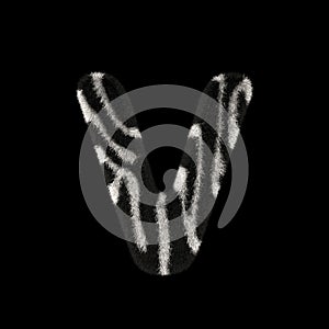 3D Rendering Creative Illustration Zebra Print Furry Letter V