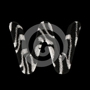 3D Rendering Creative Illustration Zebra Print Furry Letter W