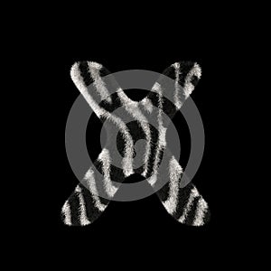 3D Rendering Creative Illustration Zebra Print Furry Letter X