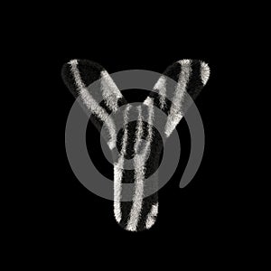 3D Rendering Creative Illustration Zebra Print Furry Letter Y