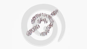 3d rendering of crowd of people in shape of symbol of deaf on white background isolated