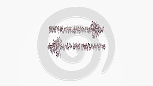 3d rendering of crowd of people in shape of symbol of exchange alt on white background isolated
