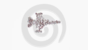 3d rendering of crowd of people in shape of symbol of fighter jet on white background isolated