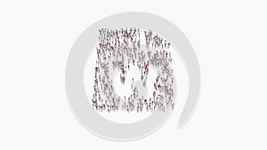 3d rendering of crowd of people in shape of symbol of file word on white background isolated