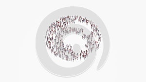 3d rendering of crowd of people in shape of symbol of globe Africa on white background isolated