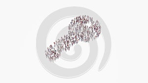 3d rendering of crowd of people in shape of symbol of key on white background isolated