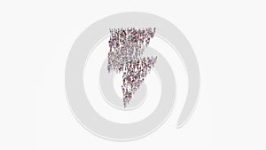 3d rendering of crowd of people in shape of symbol of photo  on white background isolated