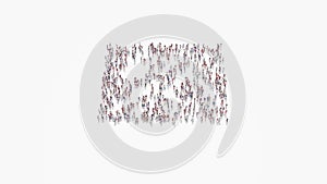 3d rendering of crowd of people in shape of symbol of picture on white background isolated